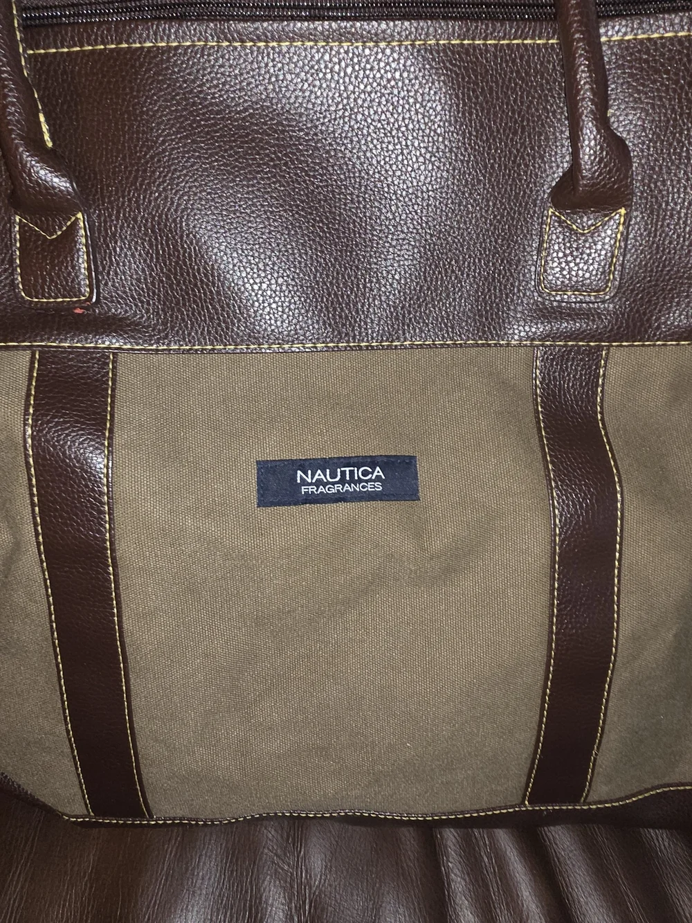 Nautica Men’s Brown Canvas & Leather Tote Bag